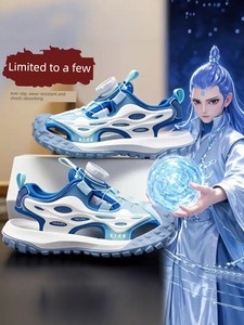 Boys' Sandals 2026 New Summer Children's Closed-Toe Beach Shoes for Boys, Medium and Large Children, Hollow-Out Button S