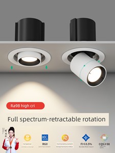 Stretch Spotlight Embedded Stretchable Adjustable Angle Living Room Home Trunk Lights Hallway Spotlight Hole 75