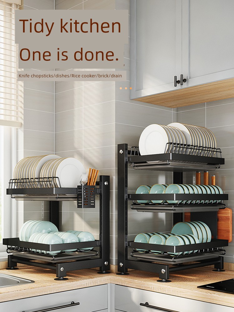 廚房小幫手多層碗架收納餐具瀝水架設計保持廚房清爽整潔