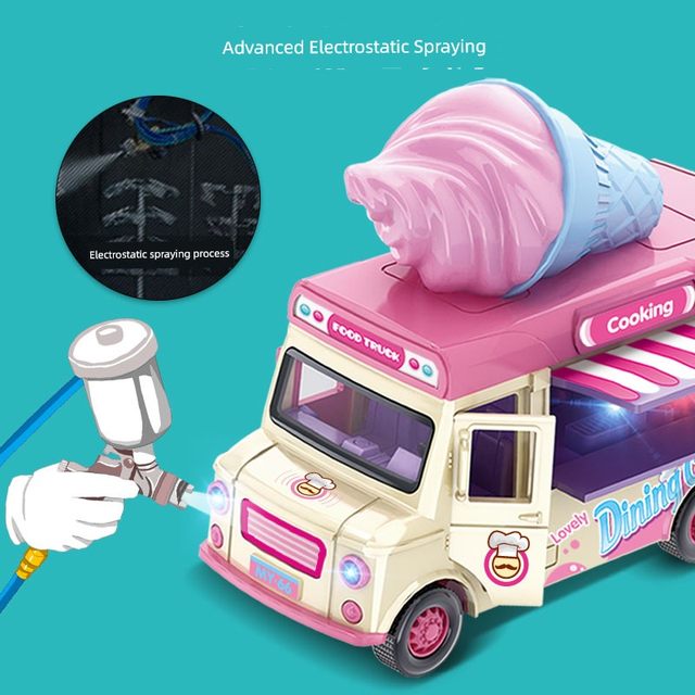 Children's cute fun toy car ice cream ice cream burger dining car bus music Huili alloy car model