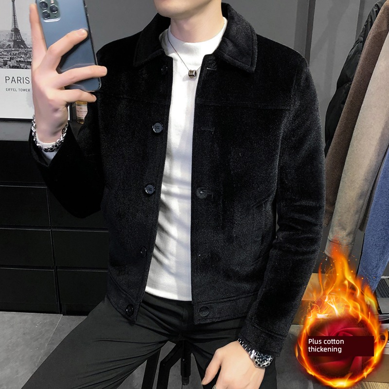 tide Autumn and winter Adding cotton Imitation mink man woolen overcoat