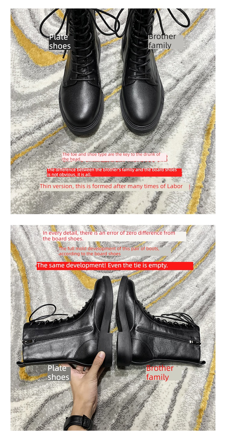 Martin boots female All leather handsome ins tide Martin boots