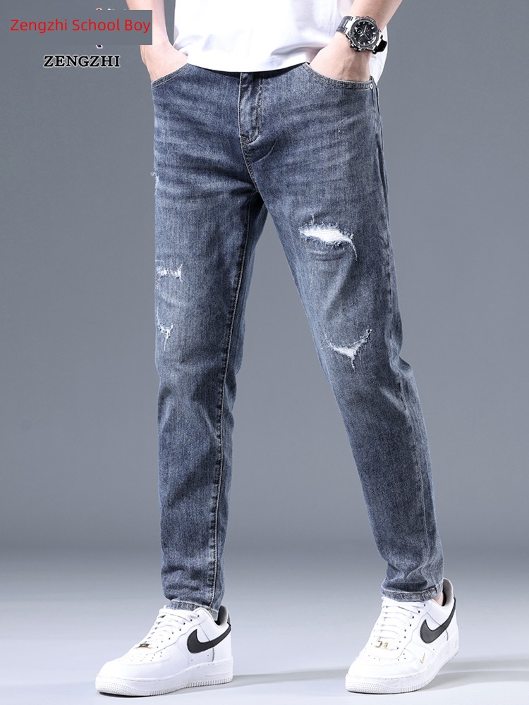 hole Zengzhi washing spring Leisure fashion Jeans