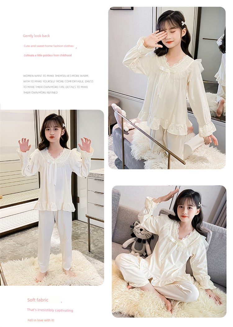 2026 New Long-Sleeved Princess-Style Autumn Home Wear Set for Older Girls, Children's Pajamas for Girls, Spring and Autumn Style — 9
