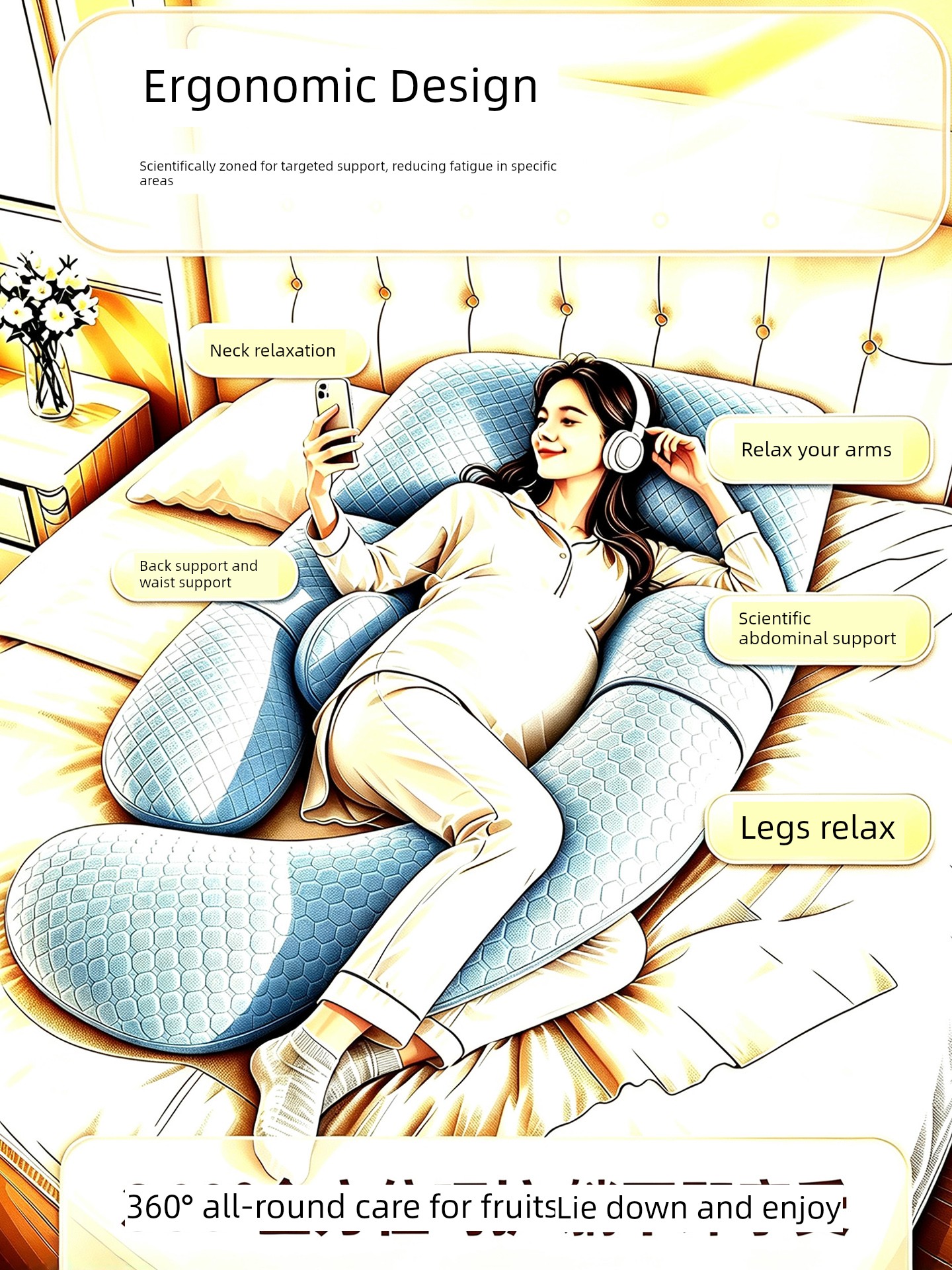 Pregnancy Pillow for Waist Support, Side Sleeping, Belly Support, Side-Lying Pillow, Pregnancy-Specific Sleeping Pillow, Special Pillow for Late Pregnancy — 2