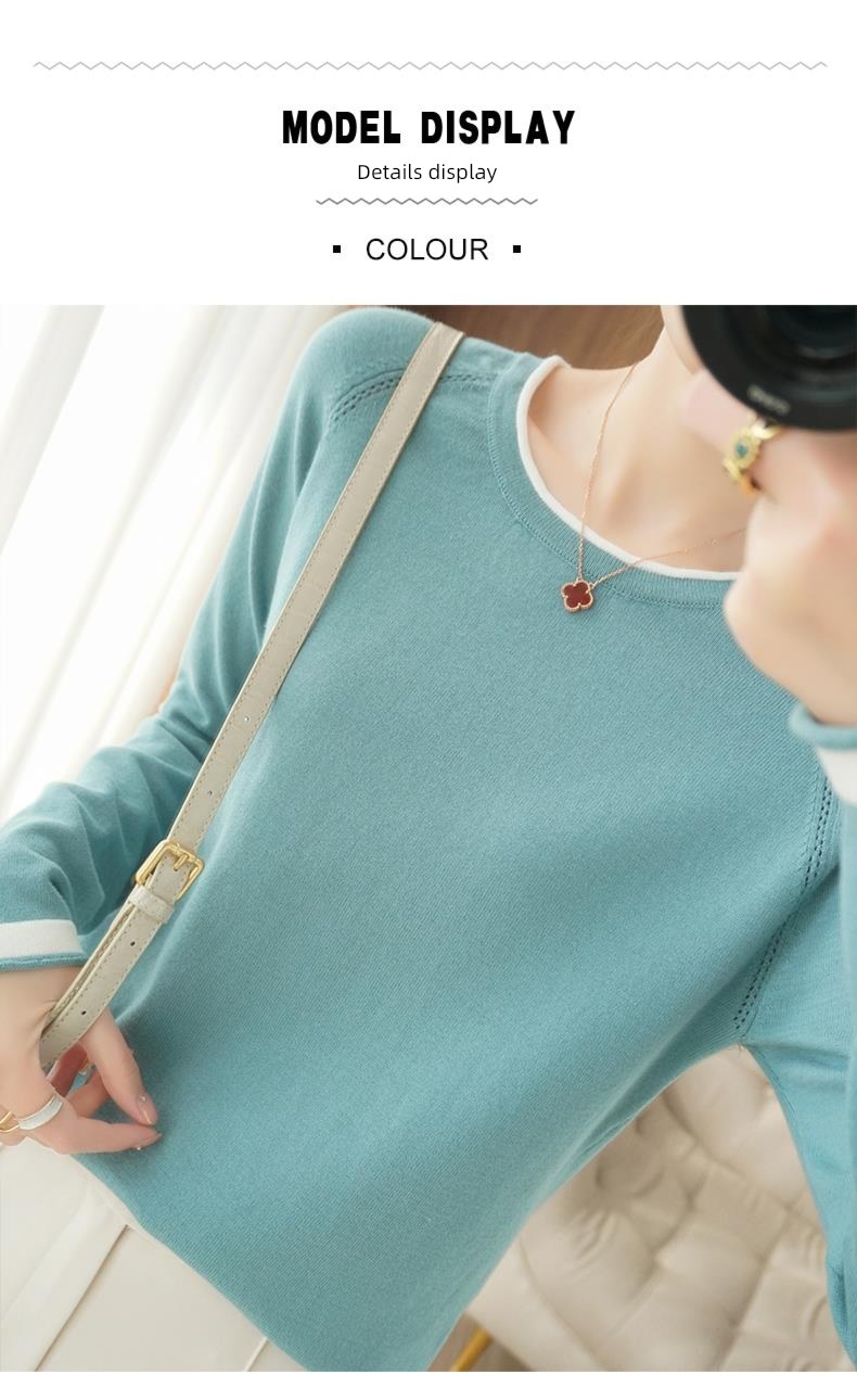 spring and autumn Thin money 100% Condom Low collar Long sleeve Sweater