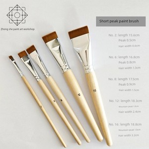 Short-Bristled Nylon Brush for Lacquerware Painting, Small Flat Brush, Rhino Skin Lacquer Art Materials and Tools