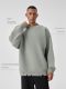 BODYDREAM BM round neck sweater men's casual ripped pullover knitted sweater loose retro solid color sweater trend