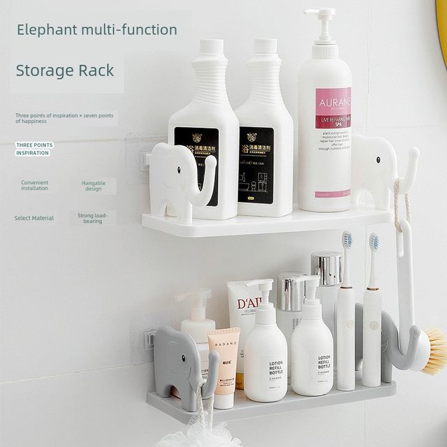 Bathroom storage rack bathroom washbasin cosmetic storage without punching wall hanging seasoning storage rack on kitchen wall