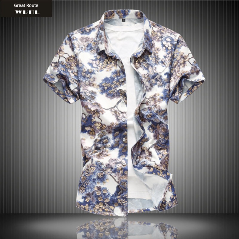 Thin money Mercerized cotton Travel Inch clothes Fat guy Short sleeve shirt