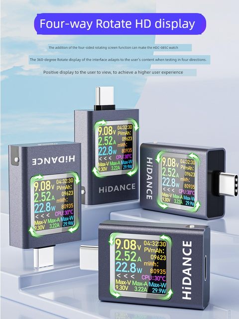Mobile phone charger Type-c pd fast charging detection power meter USB tester DC digital current voltage meter