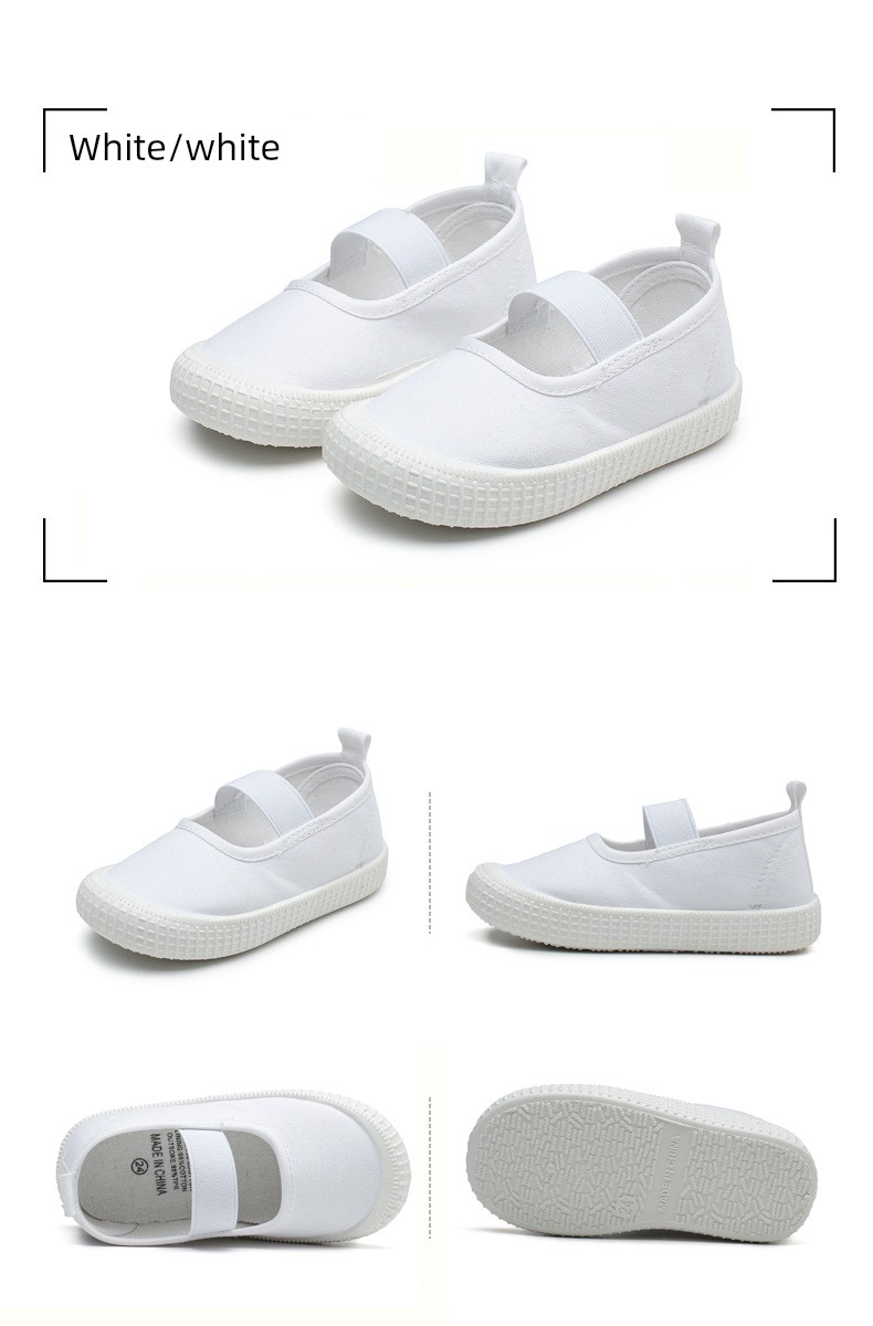 Kindergarten Indoor Shoes for Boys, Lightweight Canvas Shoes, Non-Slip Toddler Shoes, White Shoes for Entering School, 2026 New Model — 17