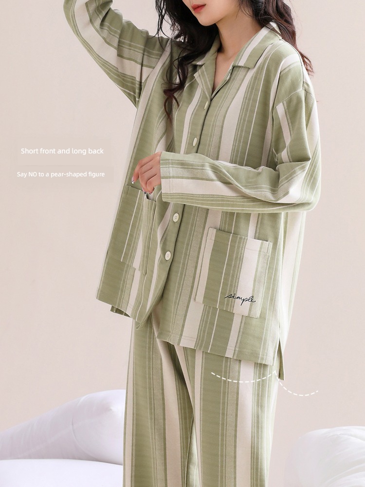 Carrefen Soft feeling pure cotton Men's style female lovers pajamas