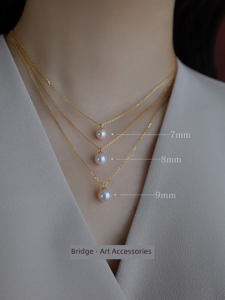 natural women 's singles Pendant Extravagant Minority Sterling Silver Pearl Necklace