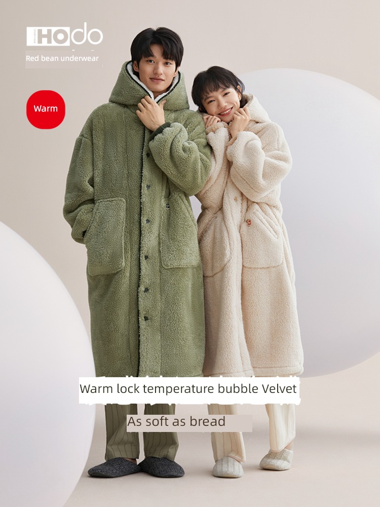lovers man Hooded female Flannel new pattern Red bean