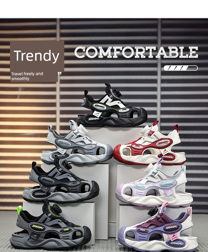 Children's Sandals for Boys 2026 Summer New Style Boys' Soft-Soled Non-Slip Wading Beach Shoes for Older Kidsren with Mesh Surface Sandals — 8