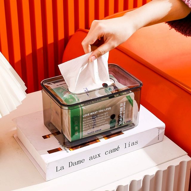 Light luxury transparent tissue box cotton soft towel high-end living room napkin storage box household cardboard box bedside new style