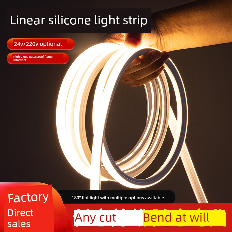 Led Silicone Soft Light Strip Embedded 12V24V220V Waterproof Curved Linear Surface-Mounted Flexible Soft Light Line Light