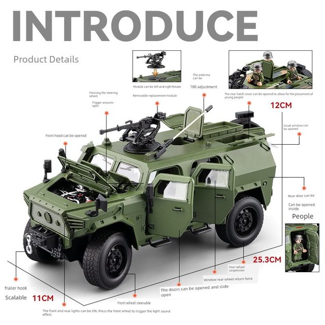Dongfeng Mengshi car model simulation alloy military vehicle combat vehicle off-road vehicle model ornament boy toy car small car