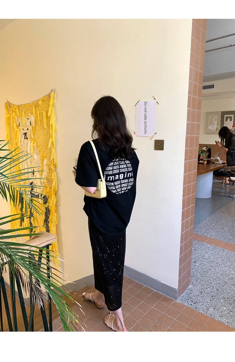 77store female summer Medium and long term One pace skirt Sequins