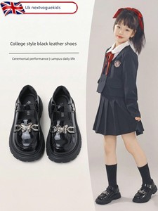 黑色小皮鞋女童学院风增高女款百搭英伦风不累脚厚底圆头2026新款
