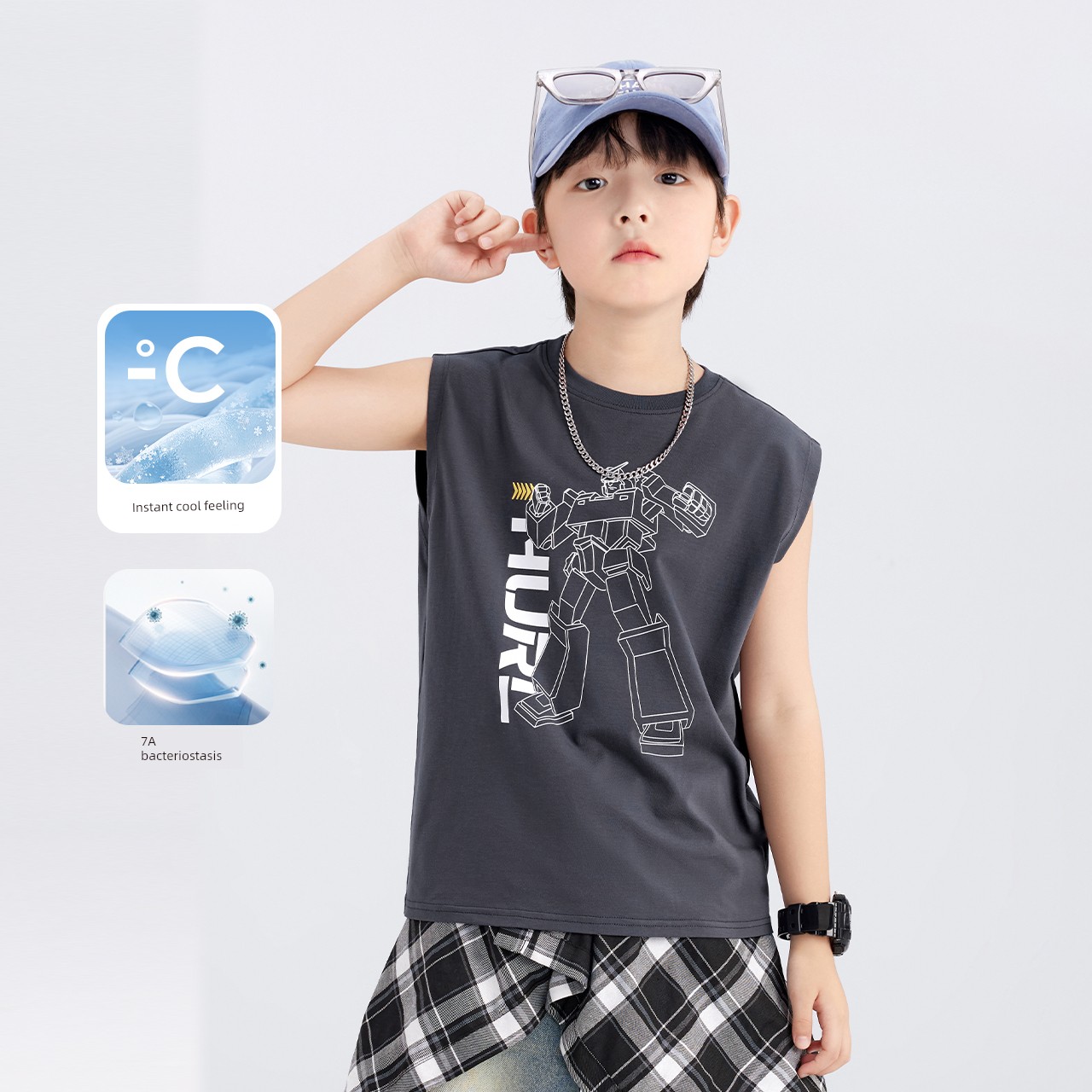 Zuoxi Children's Clothing Boys' Vest Summer Thin Sleeveless T-Shirt 2026 New Model Boys' Cool Outerwear Top — 1