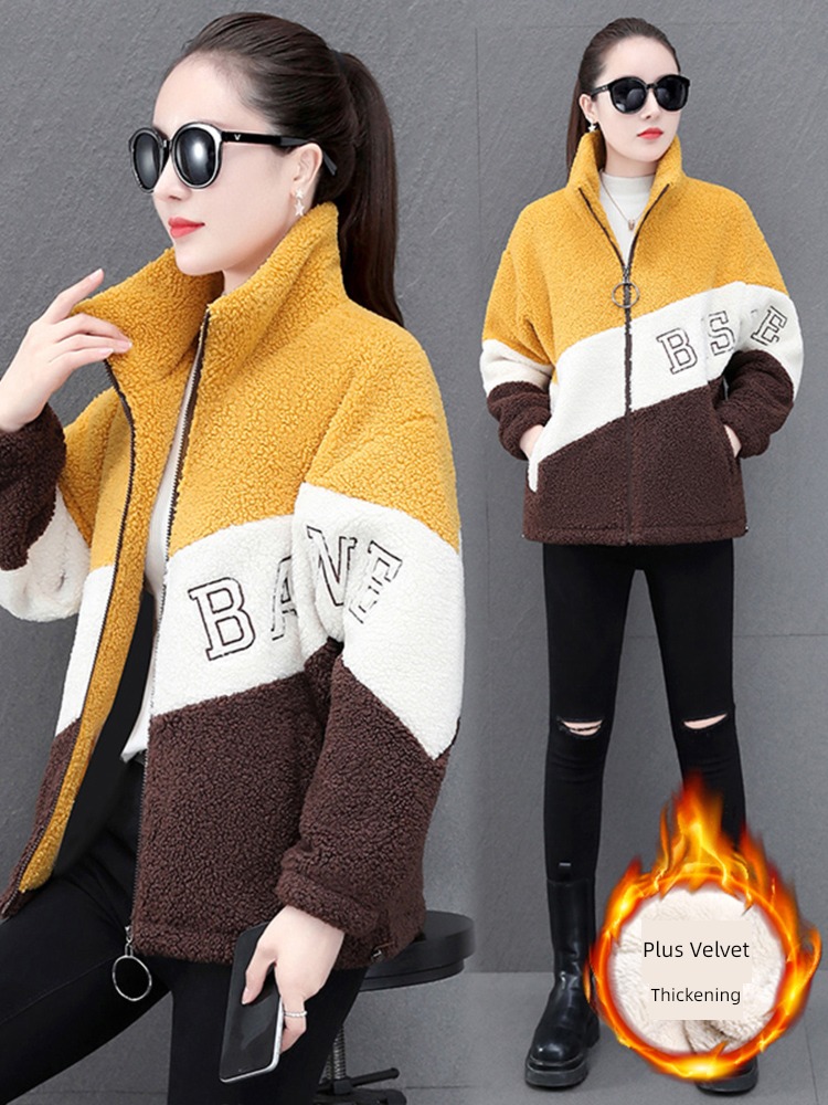 Plush ma'am Autumn and winter Sweater thickening Cotton lamb