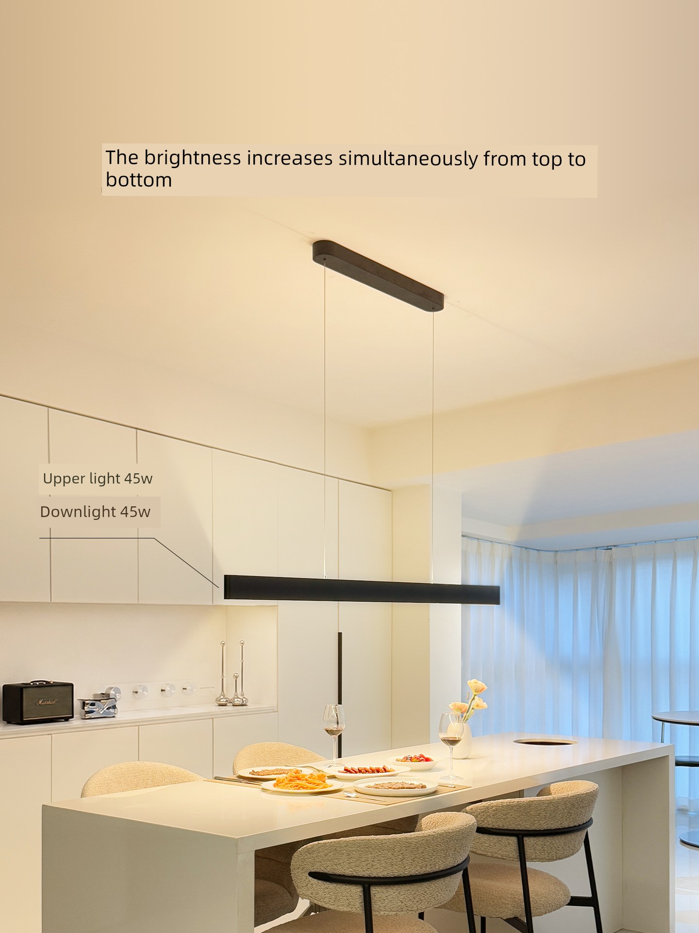 Jiandun Linear Adjustable Dining Room Chandelier 4Th Generation Pro Eye-Caring up and down Light Emitting Long Strip Dining Chandelier