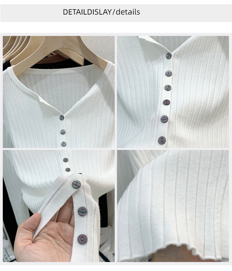 loose coat female Long sleeve Thin money spring and autumn V-collar Sweater