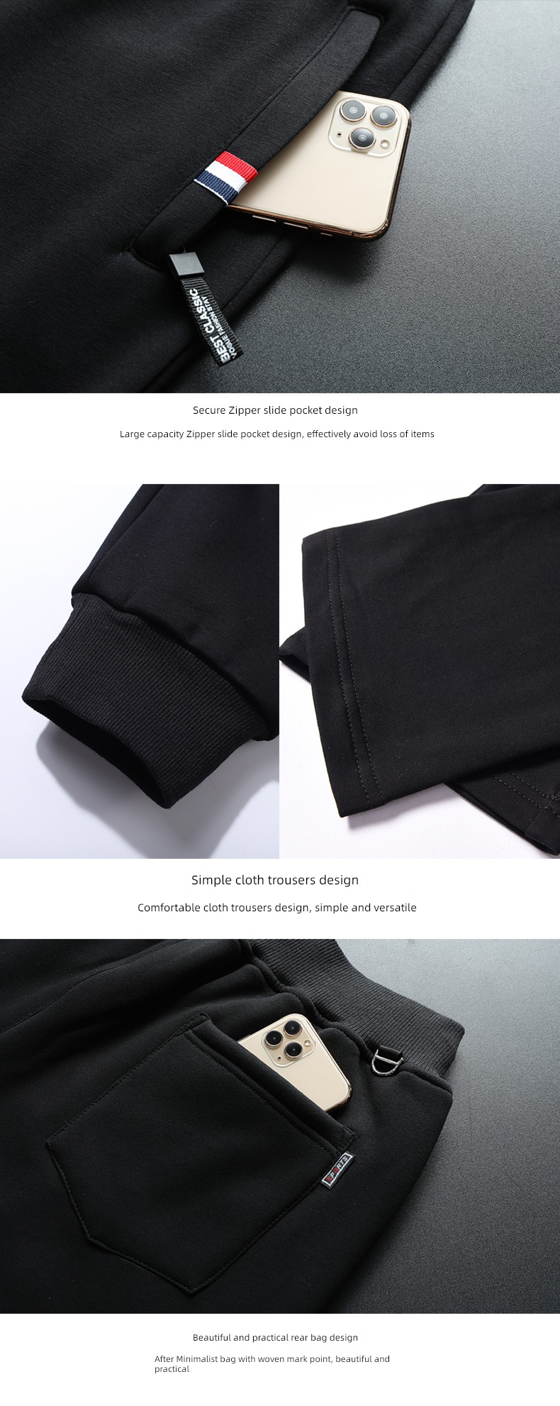 Increase fertilizer Lamb cashmere motion Autumn and winter Casual pants