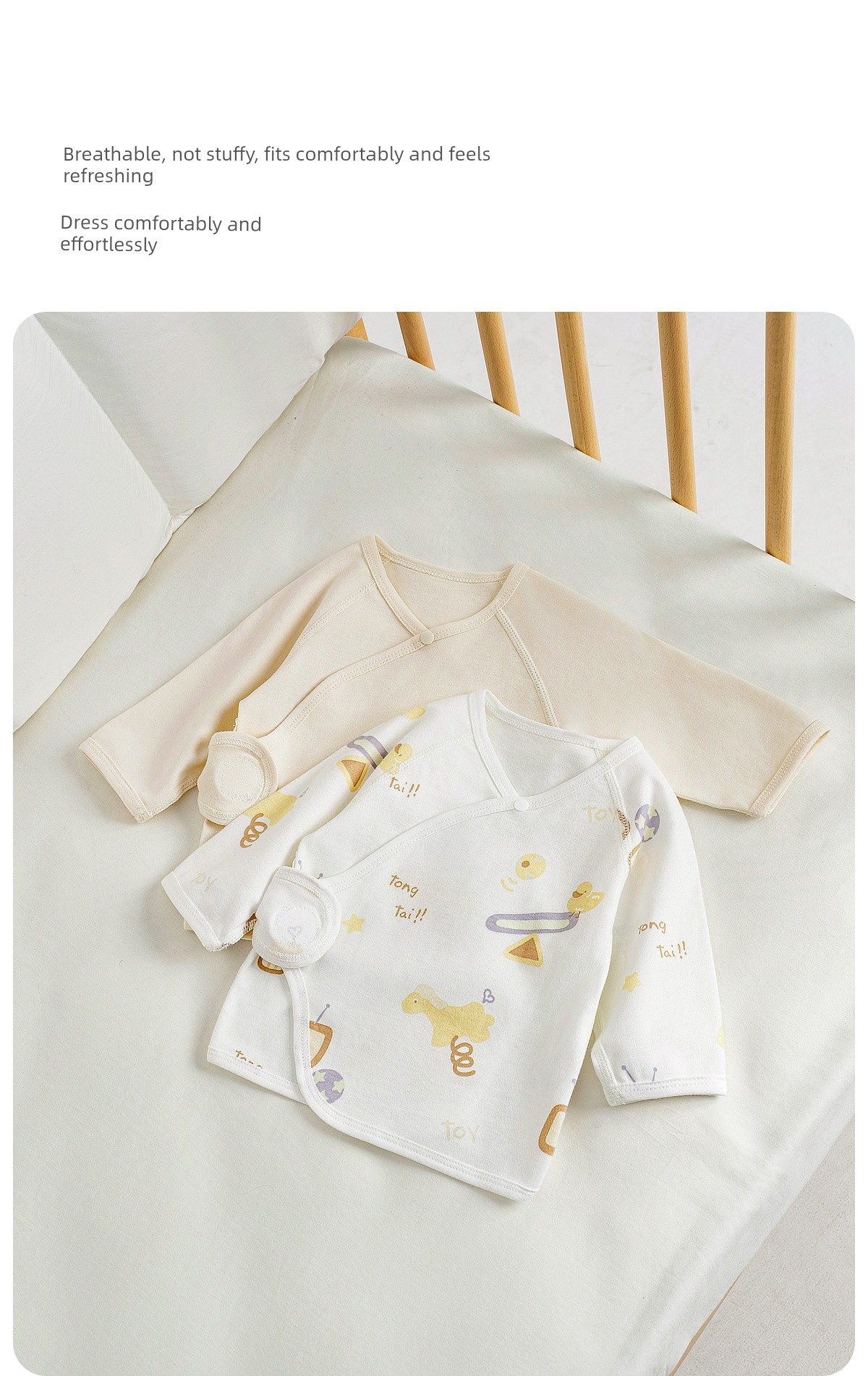 Tongtai Baby Half-Back Shirt, Spring and Autumn Pure Cotton Newborn Clothing, Monk-Style Outfit, Newborn Baby Belly-Protecting Top, Full-Month Outfit — 7