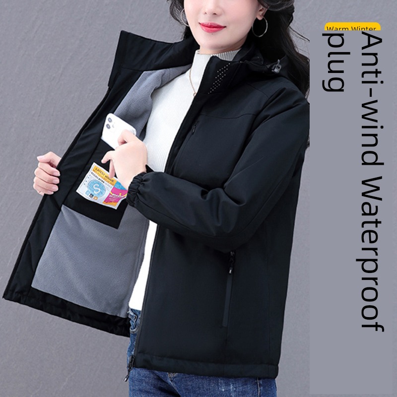 pizex female outdoors Autumn and winter 2022 The new Chaopai Windbreak waterproof Plush keep warm easy Mountaineering clothes loose coat