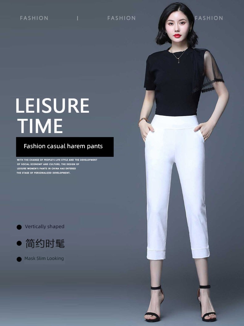Show thin Foot mouth Fork Korean version Straight cylinder leisure time Cropped Trousers