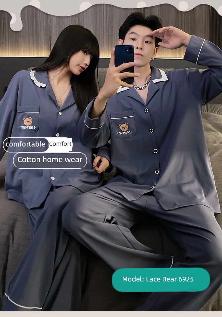 Spring and Autumn pure cotton Han Fan Cartoon female lovers pajamas