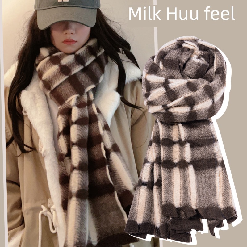 female winter thickening new pattern Korean version lovely lattice scarf