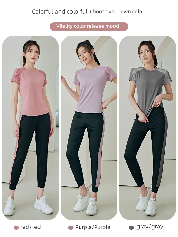 Short sleeve female motion T-shirt breathable Morning running yoga