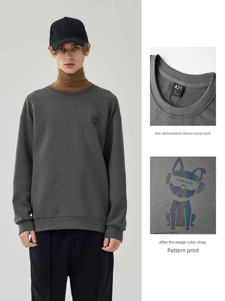 A21 Round neck spring and autumn Couples dress Chaopai Long sleeve Sweater