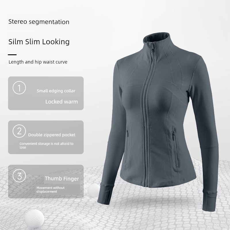 MLD Sports Outwear Women's Spring Stand Collar Zipper Slim Fit Slim Looking Long Sleeve Yoga Wear Running Training Workout Top