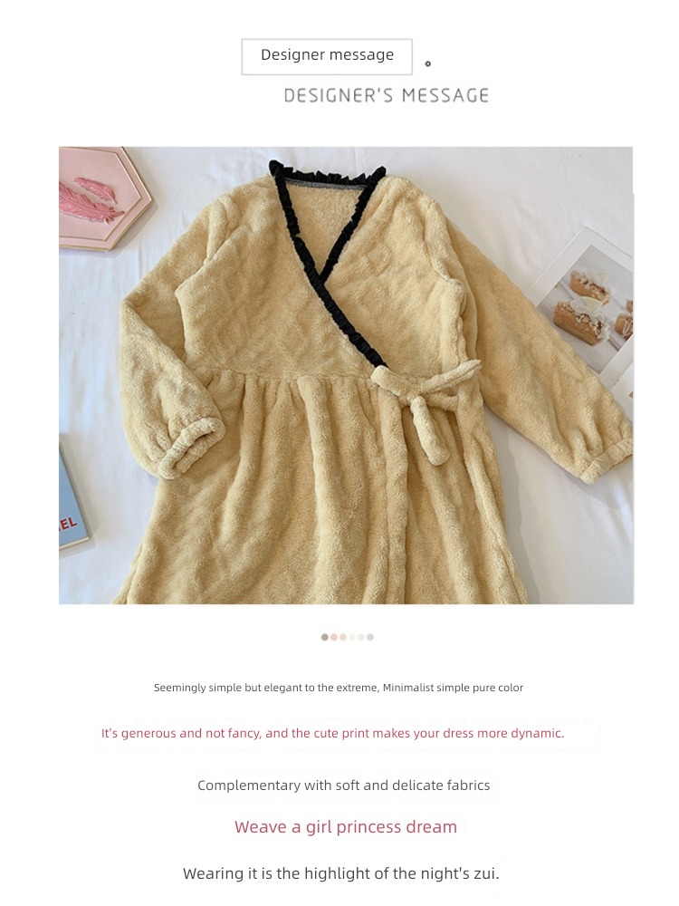 thickening Coral velvet ma'am Loose money pregnant woman robe