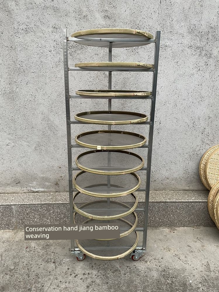 Foldable Tripod Mobile Drying Rack for Medicinal Herbs, Small Rack for Drying Tea Leaves and Dried Vegetables, with Dustpan and Mesh Sieve for Drying
