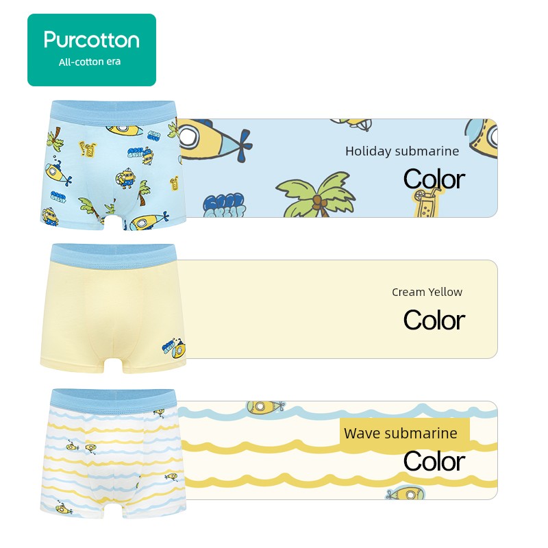 Purcotton Children's Boxer Briefs for Boys and Girls, Girls' Pure Cotton A-Class Shorts, 100% Cotton, 3-Pack — 6