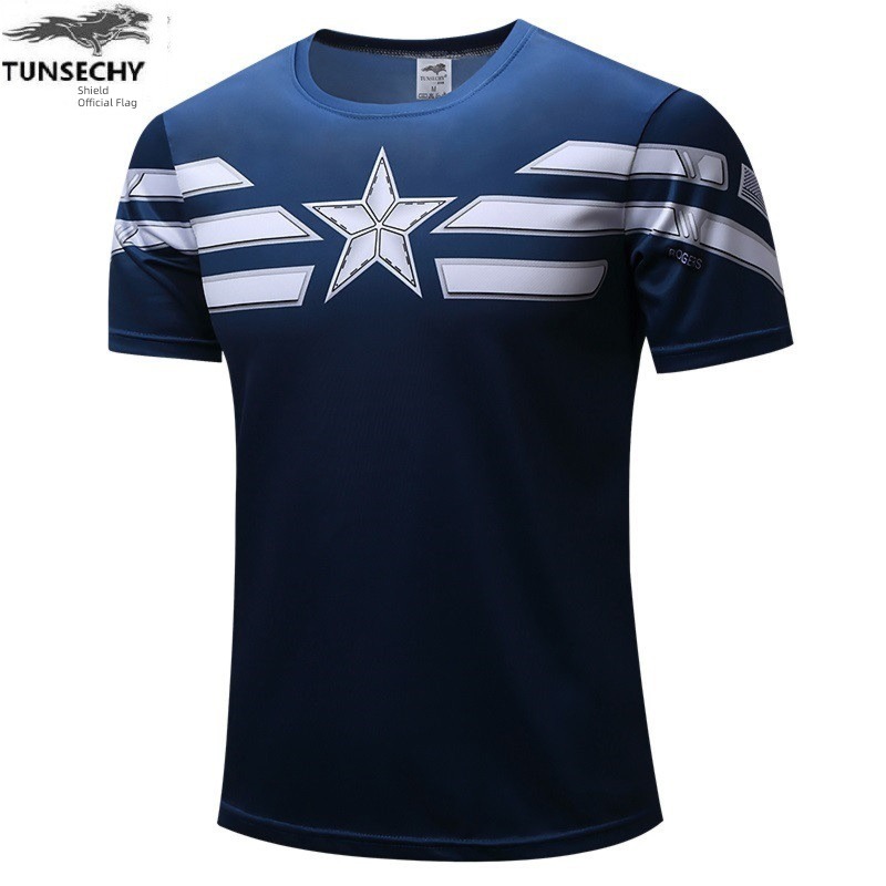 run Quick drying clothes revenge union Iron Man Fitness clothes superman Captain America T-shirt man motion Tights