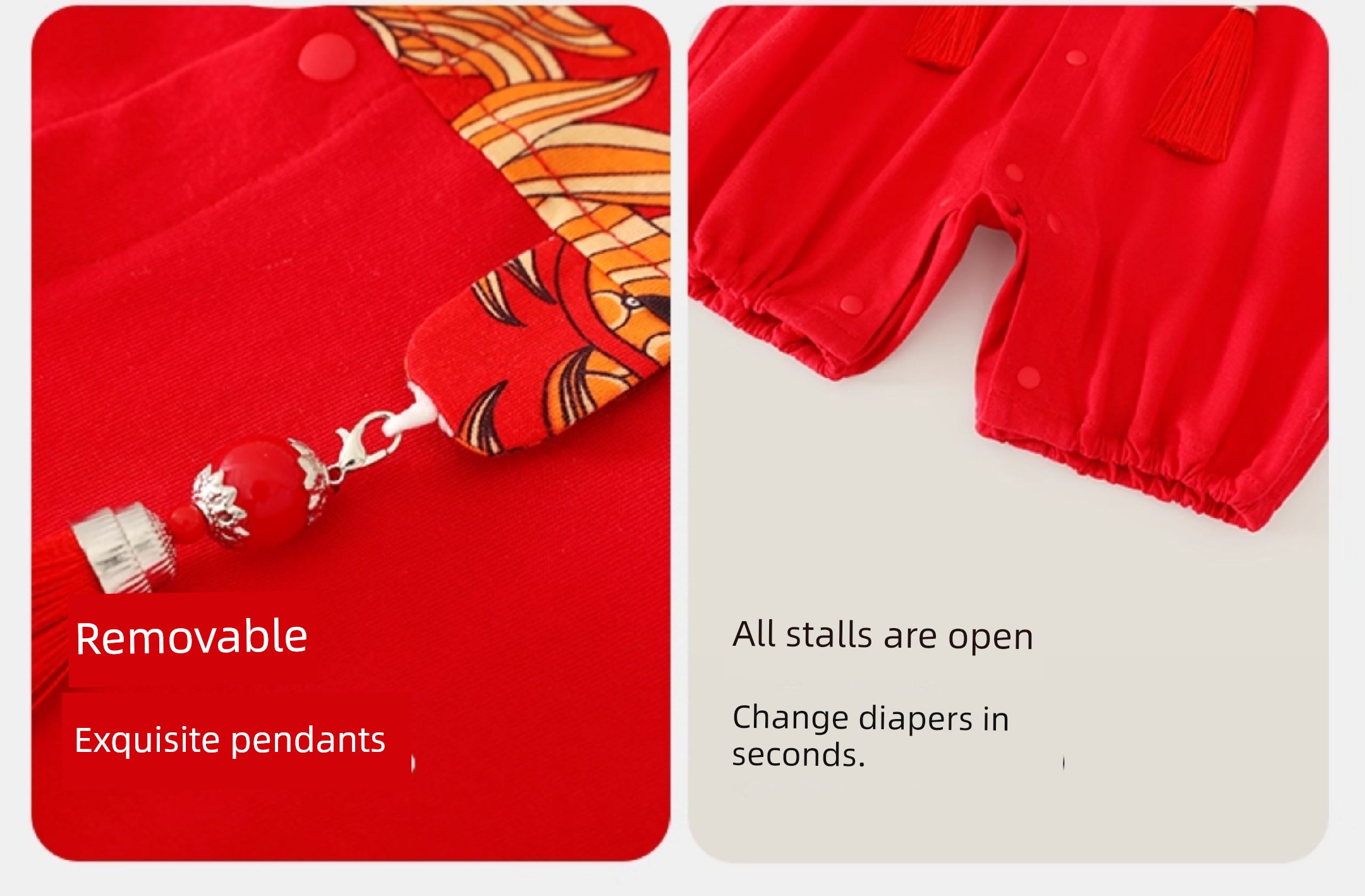 Dragon-Themed Baby Full-Month Outfit for Boys, Summer Red Thin Pure Cotton 100-Day Celebration Tang Suit with Ribbon, Unisex Romper — 19