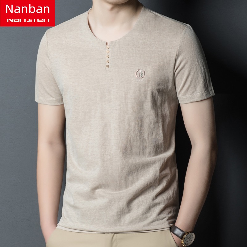 NGGGN man Chinese style Half sleeve Solid color flax