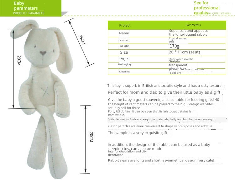 baby sleep Plush Doll 0-1-2 year rabbit
