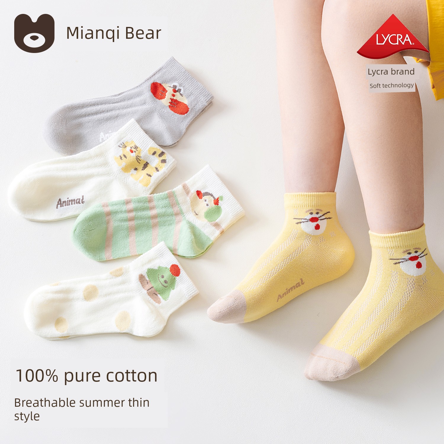 [100% Cotton] Girls' Socks, Summer Thin Pure Cotton Breathable Mesh Socks, Kidsren's Socks for Girls, Autum Baby Socks — 5
