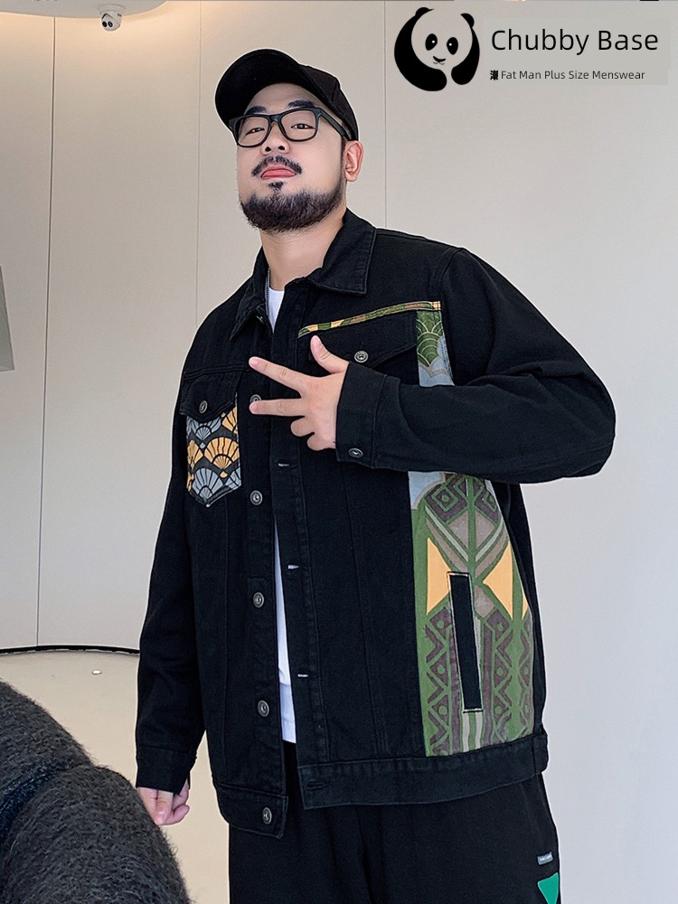 ethnic style Splicing spring and autumn Fat guy easy printing Embroidery