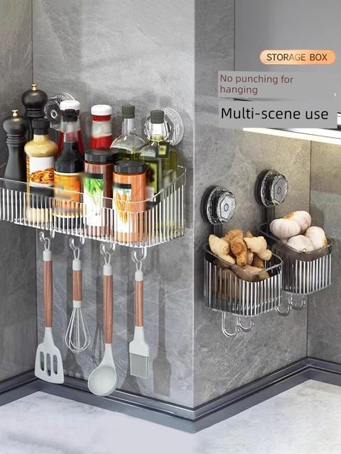 Suction cup storage rack bathroom toilet toilet hand wash basin bathroom cosmetics without punching wall wall hanging storage box