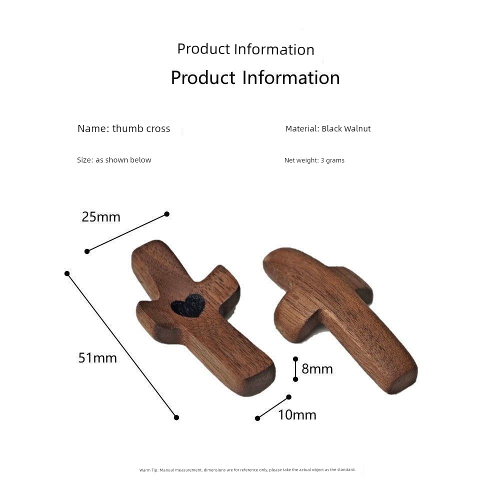 Wooden Thumb Cross Black Walnut Log Cross-Border E-Commerce American Hand Pieces Small Jewelry 5cm