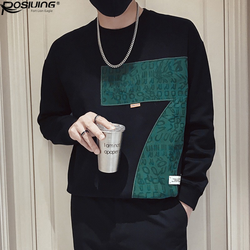 Spring and Autumn Ruffian handsome Plush Long sleeve T-shirt Sweater